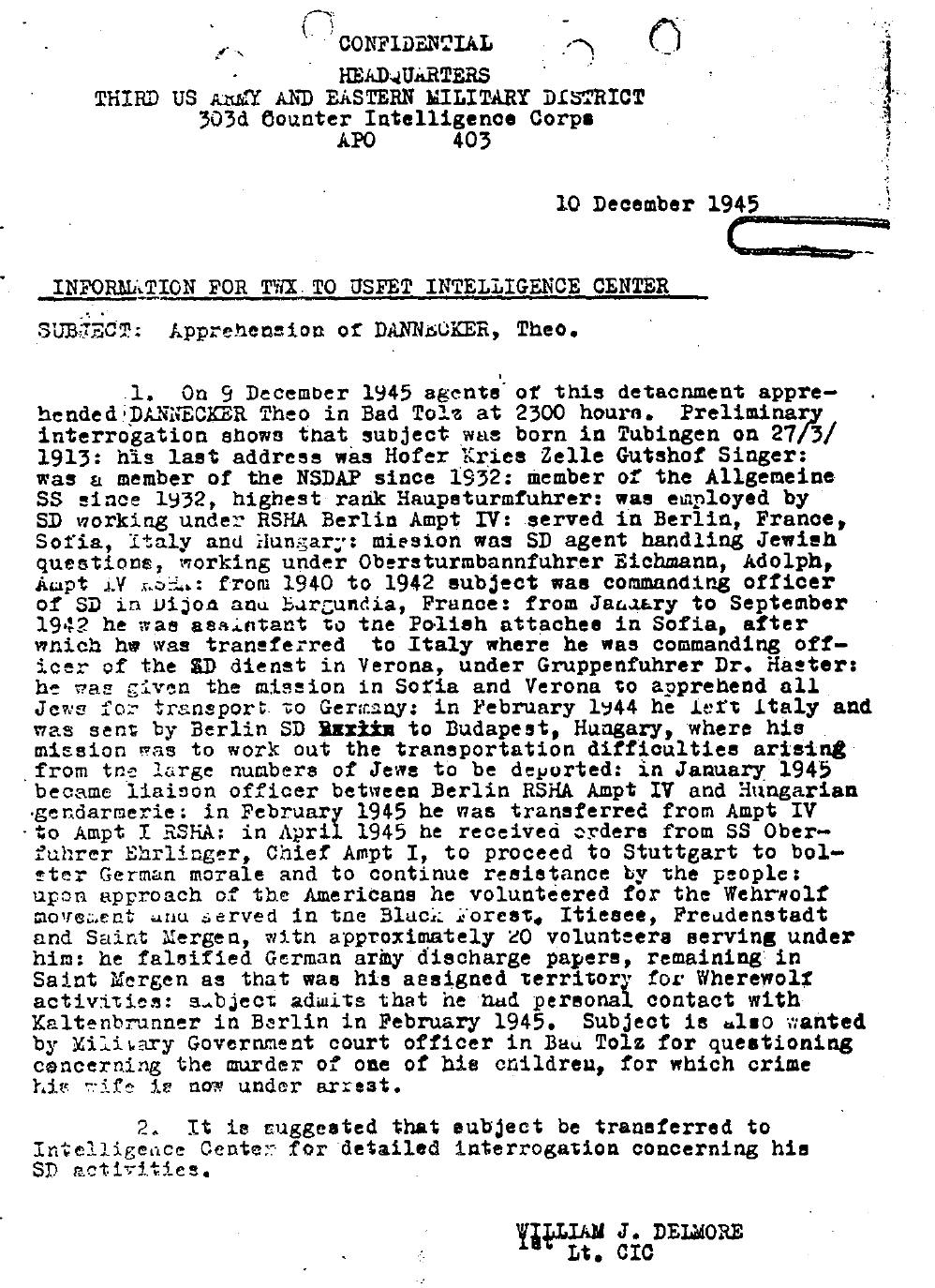 Adolf Eichmann CIA Files Sample Page 1