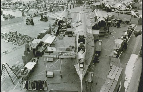 An A-12 Blackbird under construction, 1964