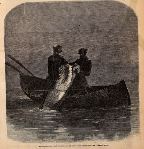 Frank Leslie's Illustrated Weekly illustration of the dumping of the body of John Wilkes Booth into the Potomac River