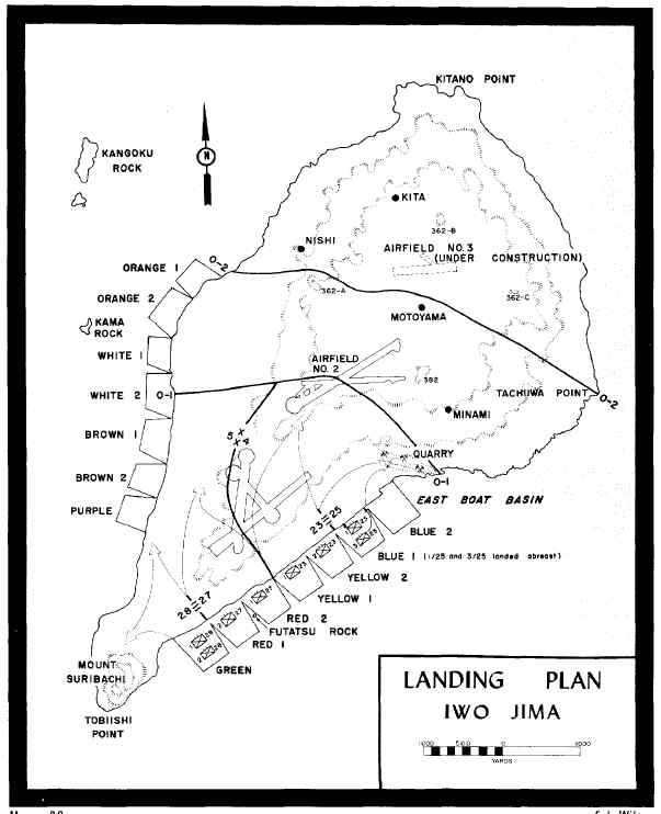 World War II Iwo Jima Landing Plan Map