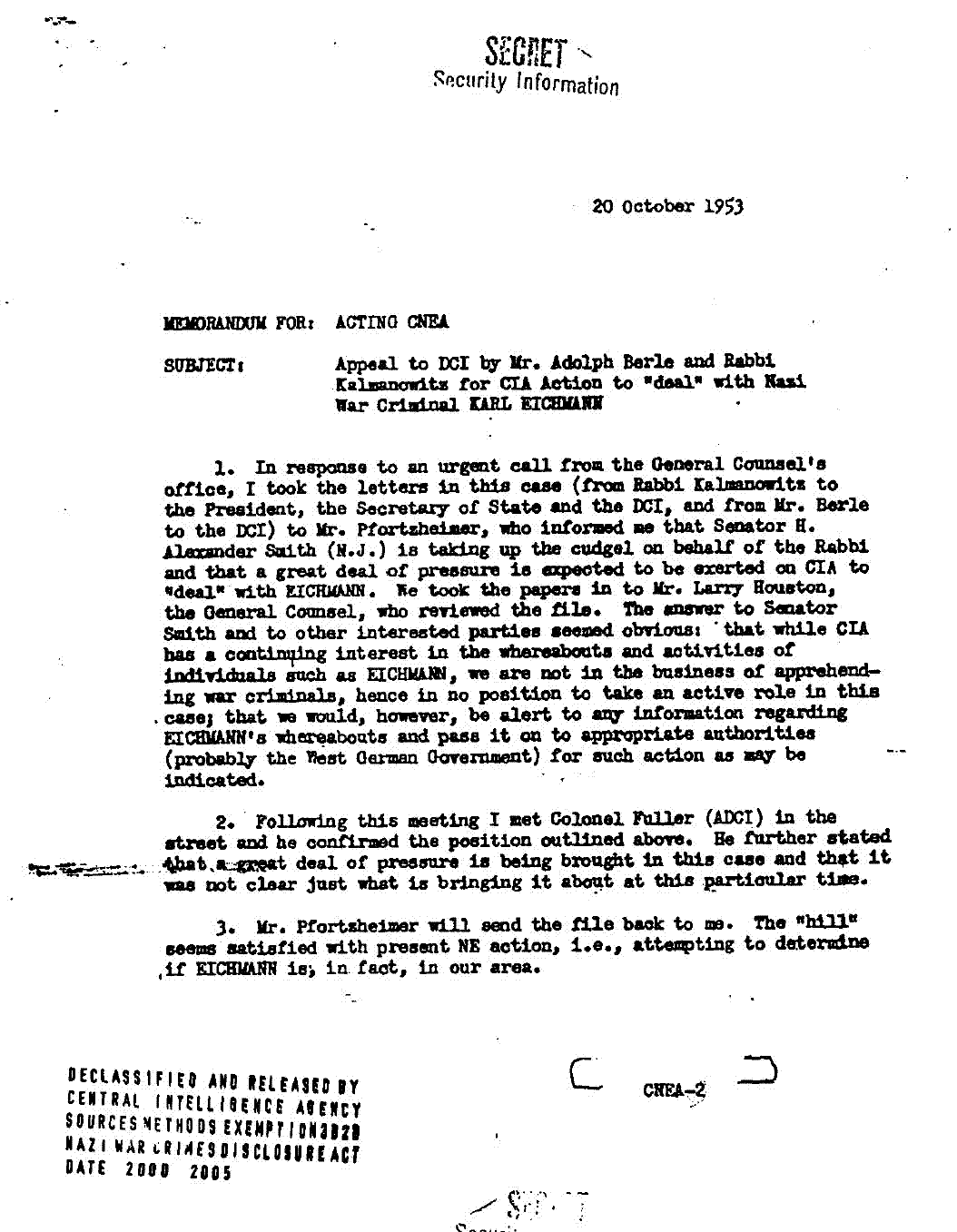 Adolf Eichmann CIA Files Sample Page 2