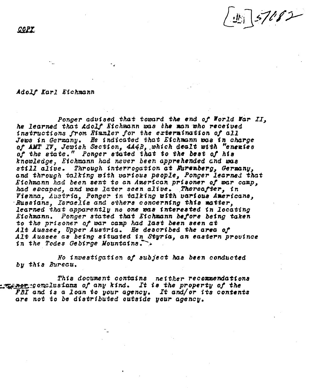 Adolf Eichmann CIA Files Sample Page 3