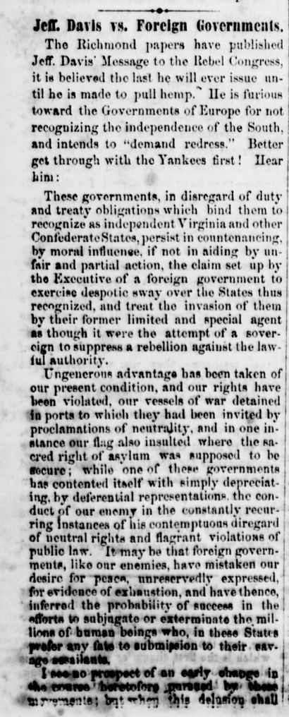Brownlow's Knoxville Whig and Rebel Ventilator article 3