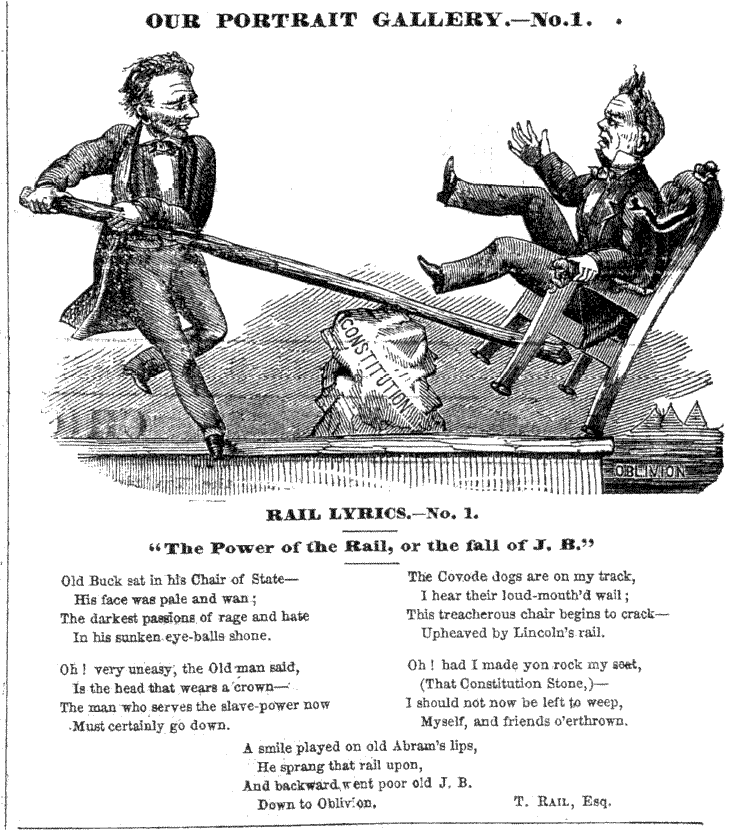 Cartoon and Campaign Song from First Issue of the 1864 Campaign Diaal Chicago Abraham Lincoln Campaign Newspaper