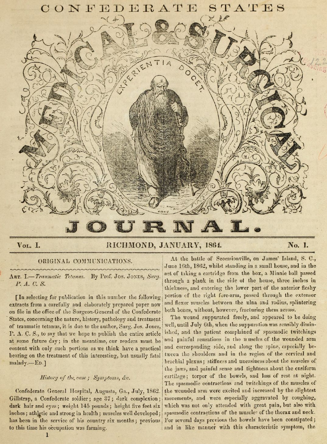 Confederate States Medical & Surgical Journal Page 1
