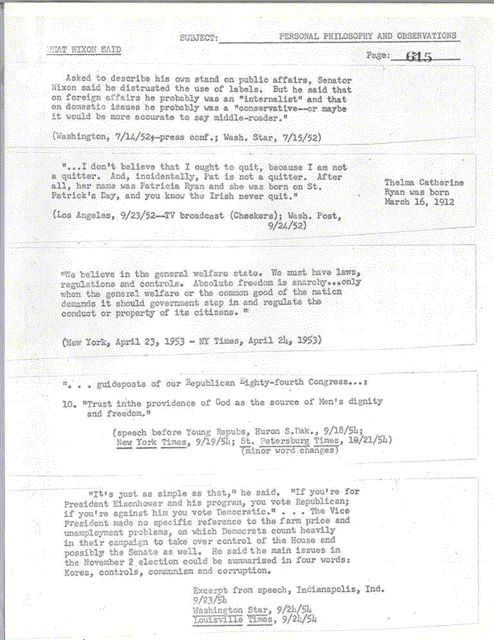 JFK 1960 Election Nixon Opposition Research Sample Page 3