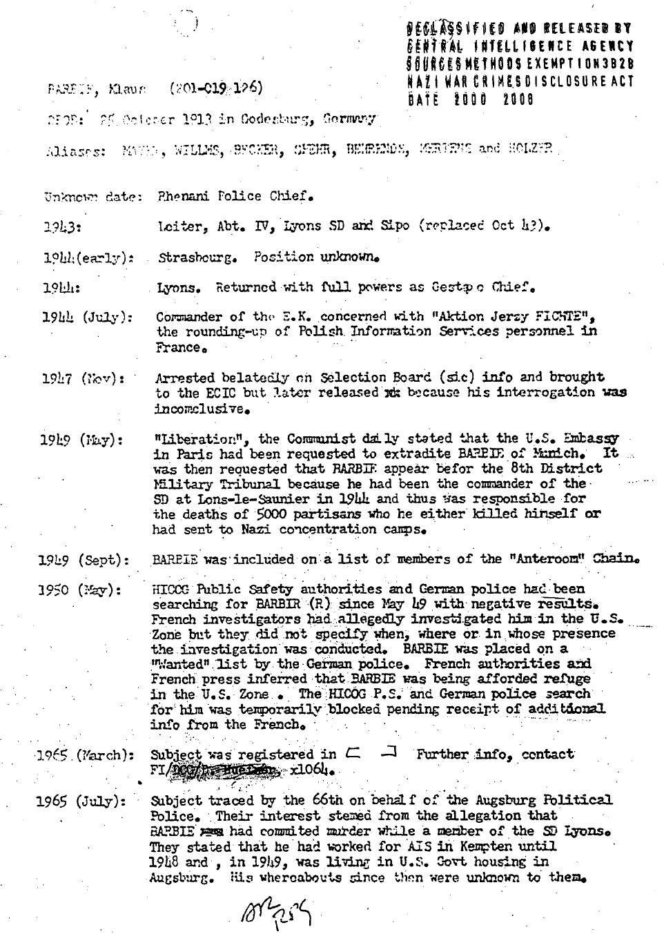 Klaus Barbie CIA Files Page 2