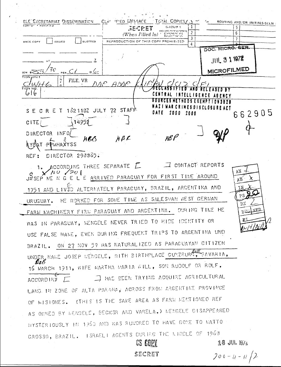 Mengele CIA File Sample 2