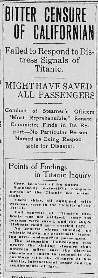 Titanic Newspaper Article 1912-05-29 The Times Dispatch (Richmond, VA), May 29, 1912, Page 1