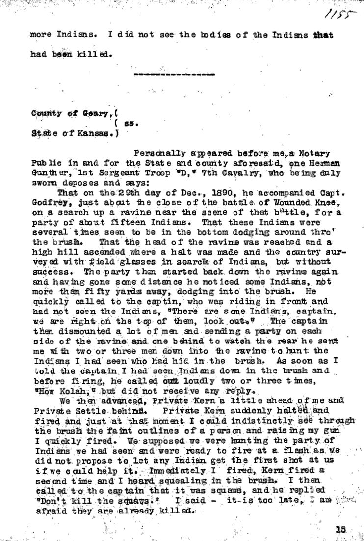 United States Army Reports on Wounded Knee Massacre 6