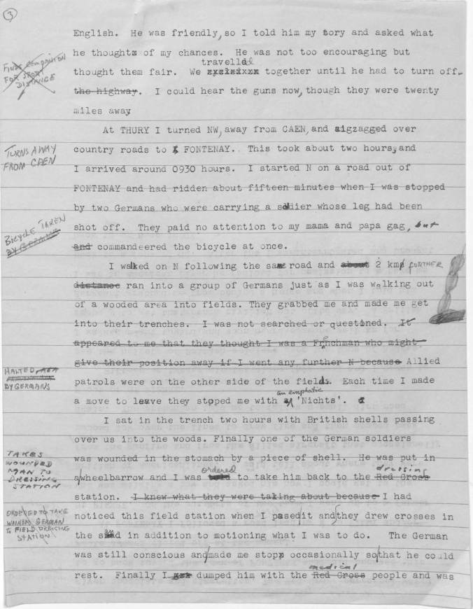 World War II Escape and and Evasion Report Sample Page 1