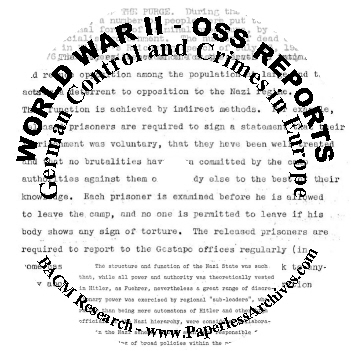 World War II German Control and Crimes in Europe OSS Reports CD-ROM